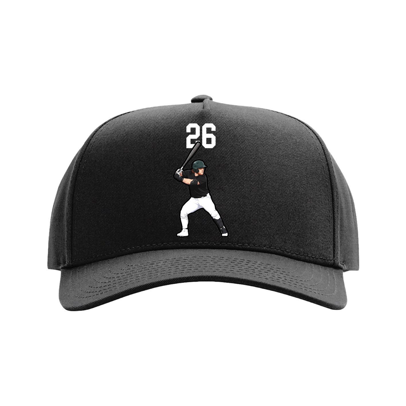 Full Fabric Five-Panel Champ Cap — Number Top in Black