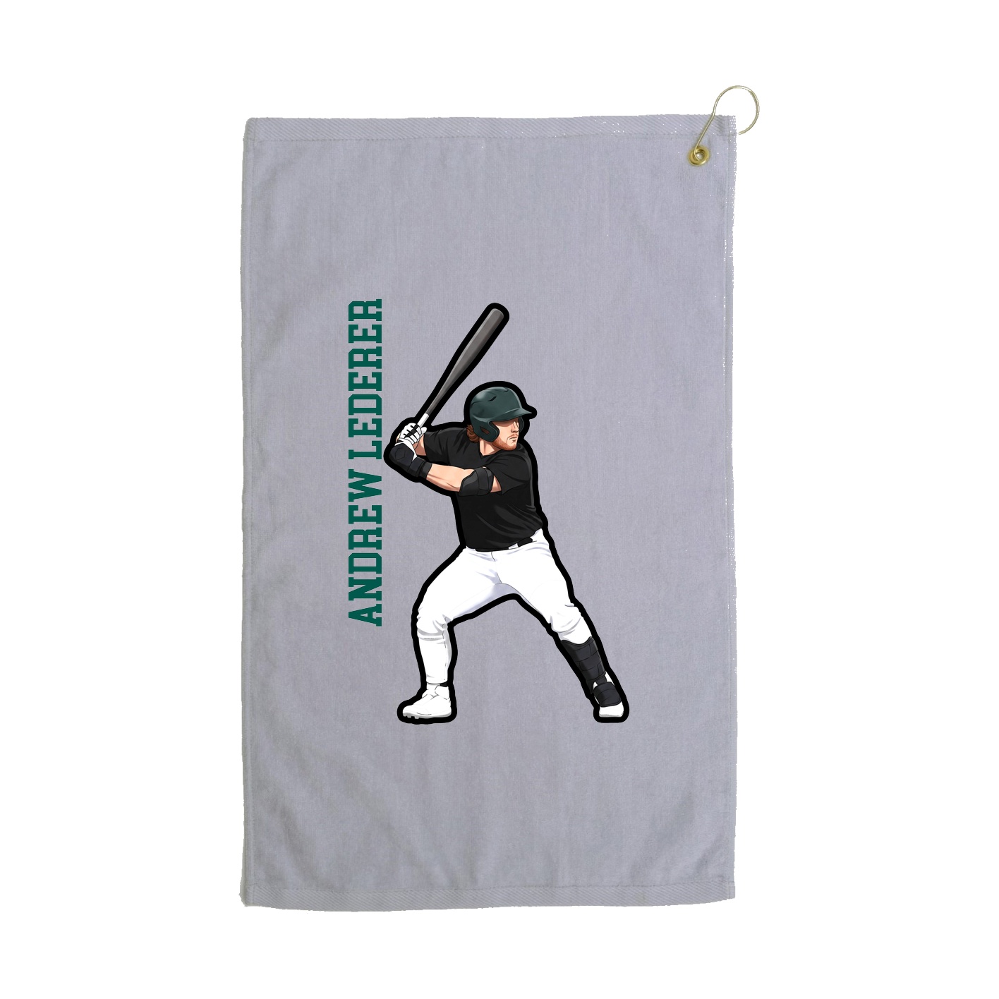 Golf Towel — Name Vertical in Grey
