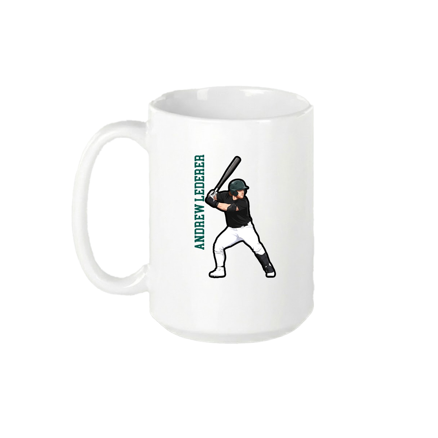 15oz Coffee Mug — Name Vertical in White