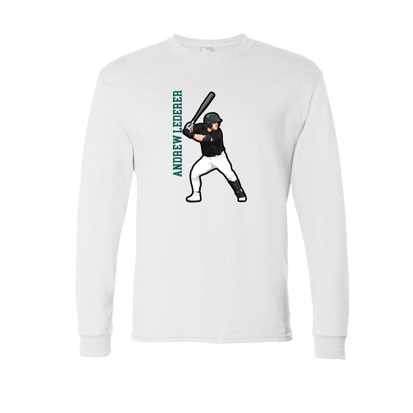 Long Sleeve Tee — Name Vertical in White