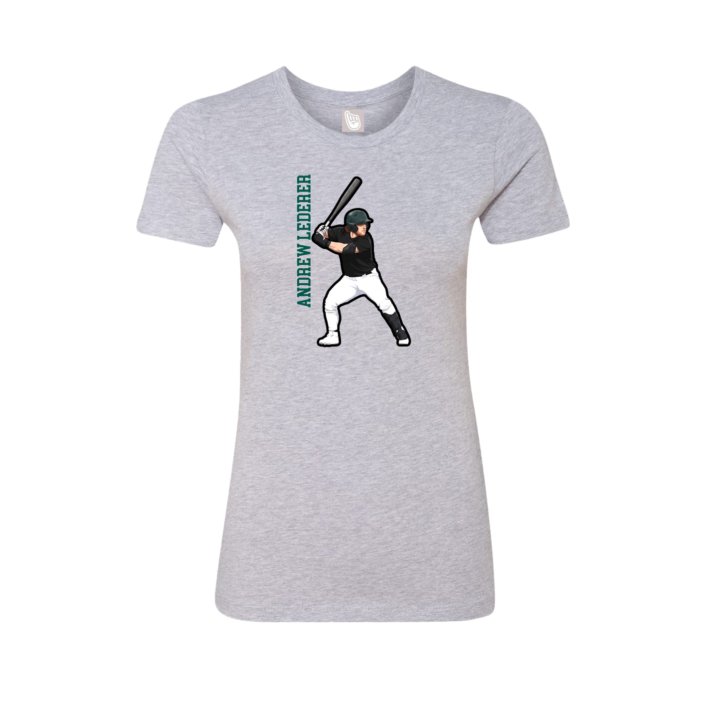 Womens Tee — Name Vertical in Grey