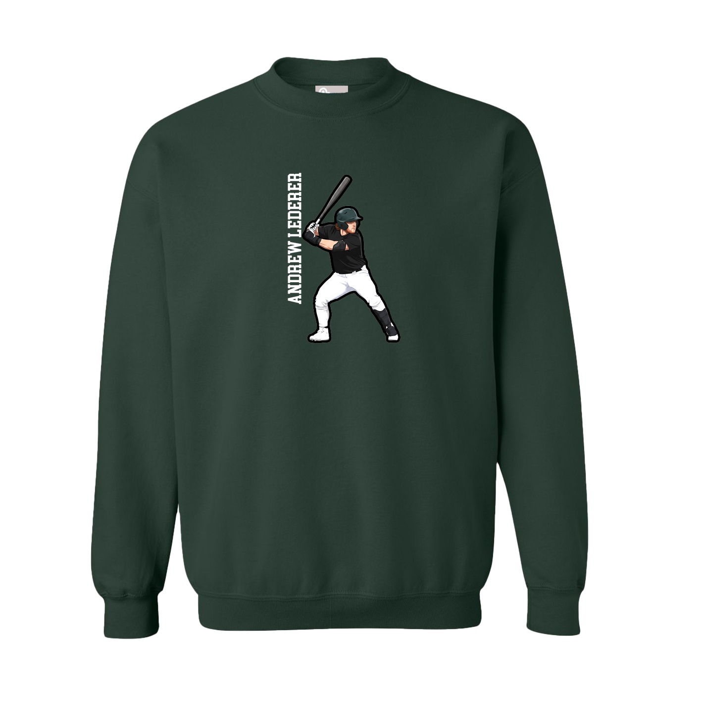 Fleece Crew — Name Vertical in Green
