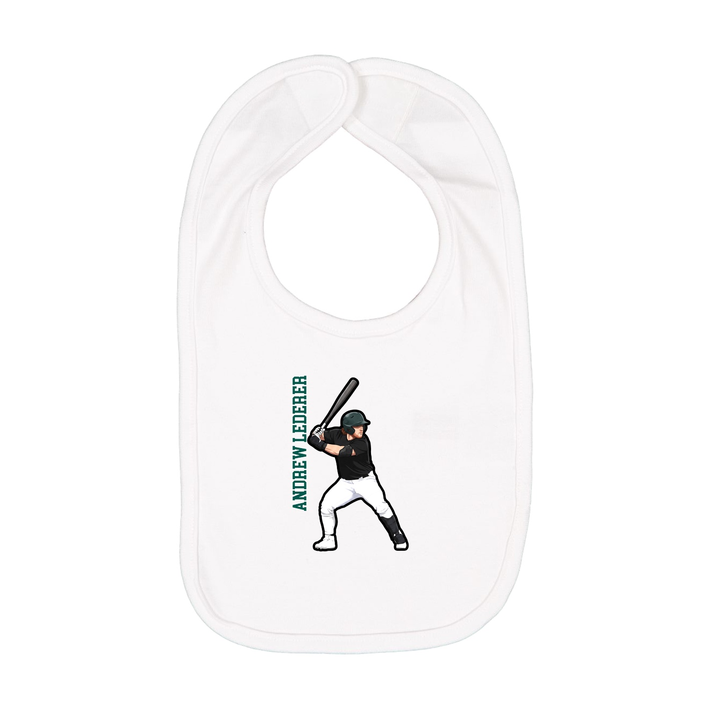 Infant Bib — Name Vertical in White