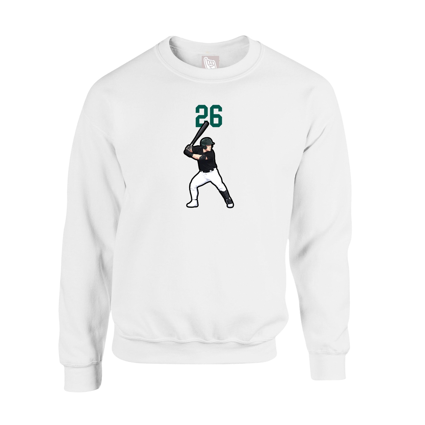 Fleece Crew — Number Top in White