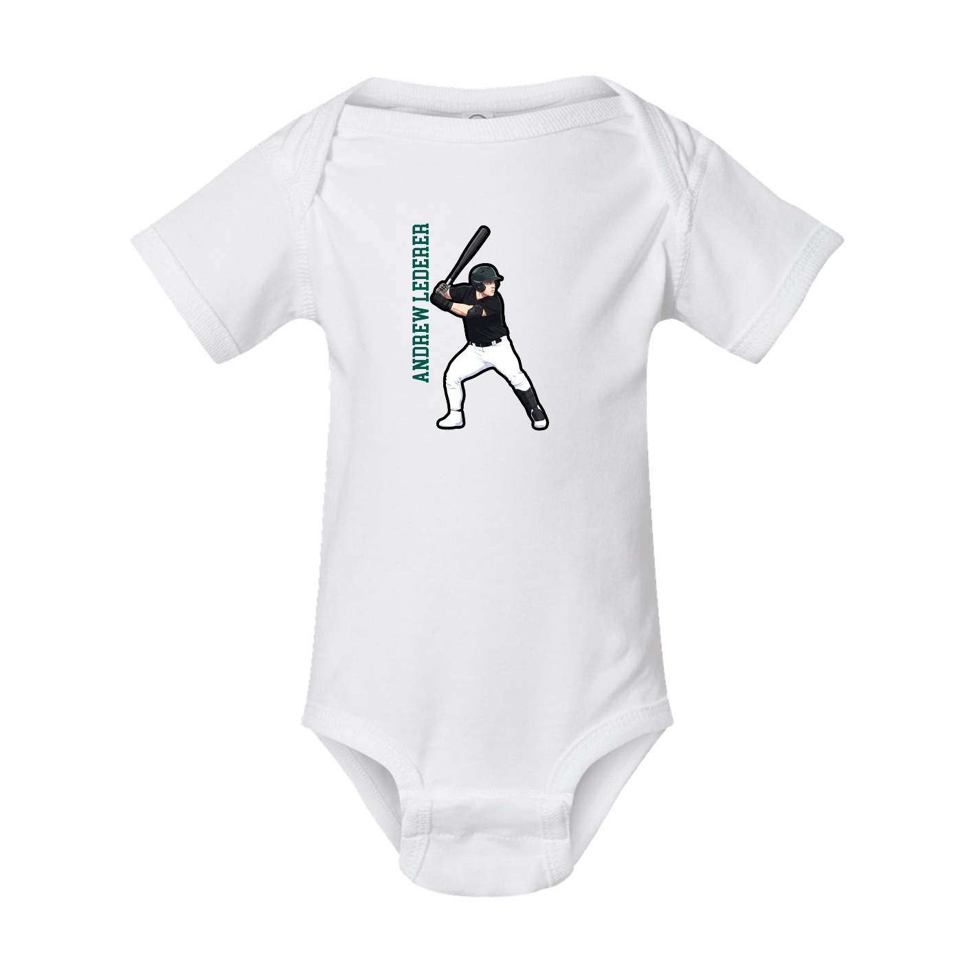 Baby Onesie — Name Vertical in White