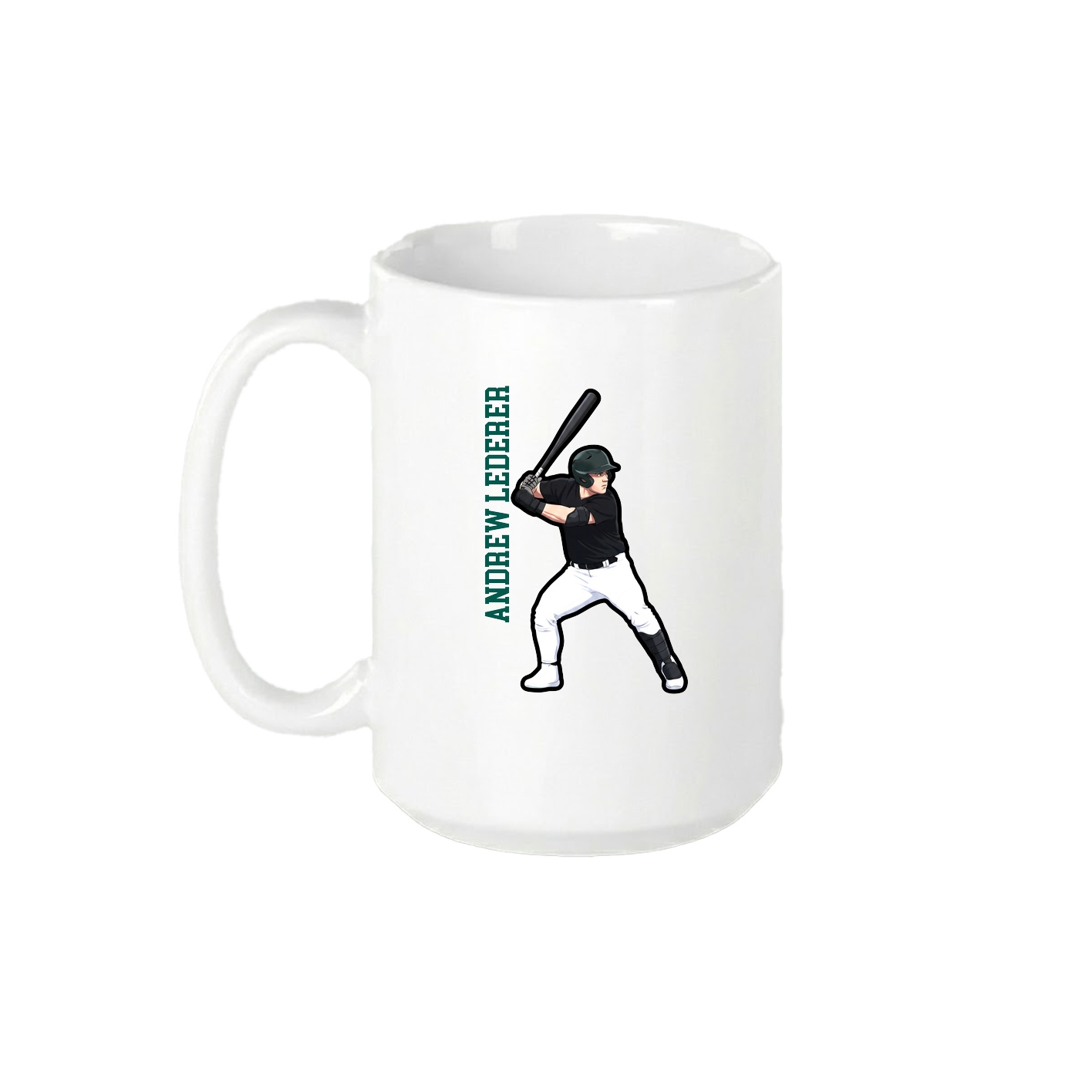15oz Coffee Mug — Name Vertical in White