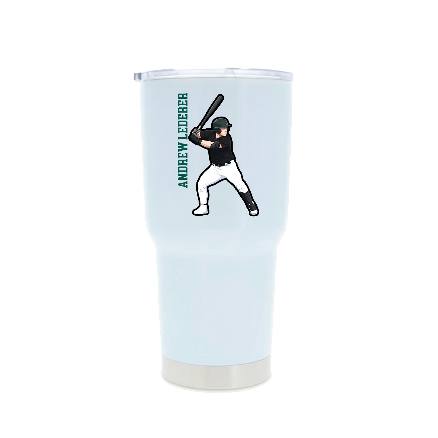 30oz Stainless Steel Tumbler — Name Vertical in White