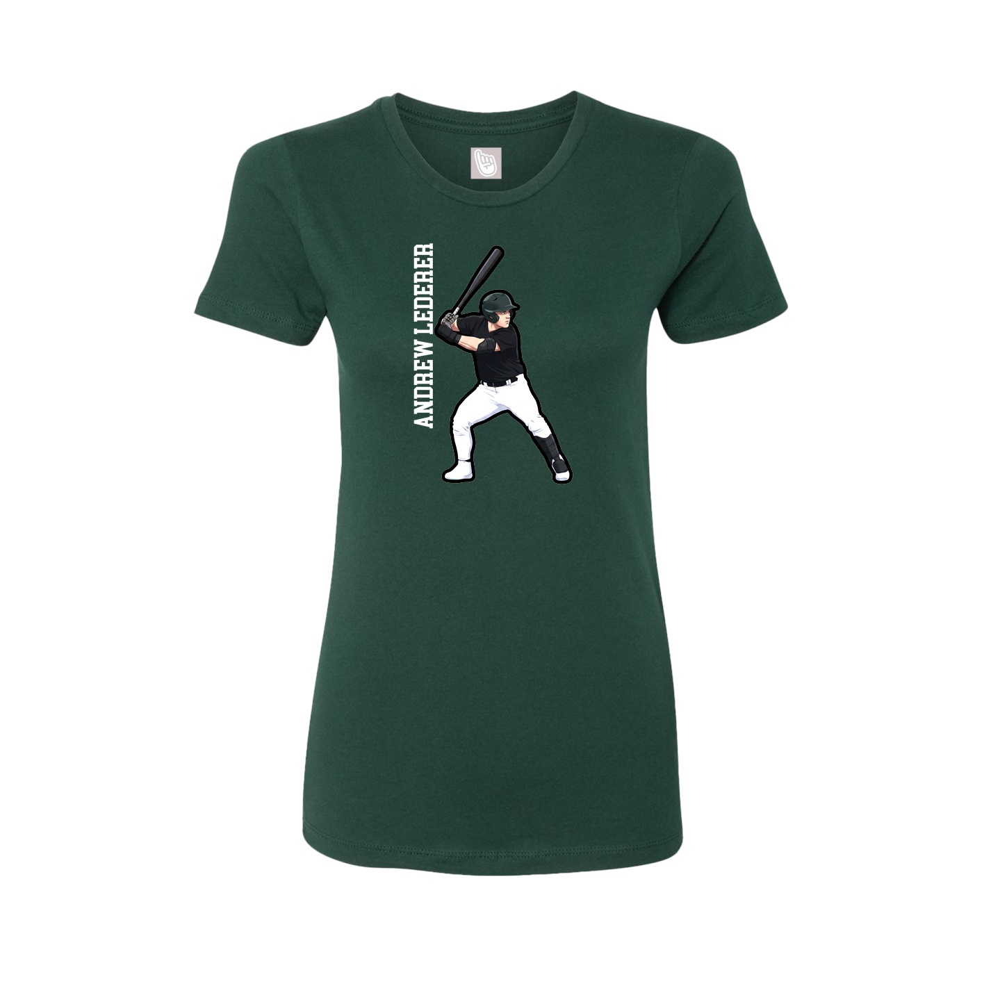 Womens Tee — Name Vertical in Green