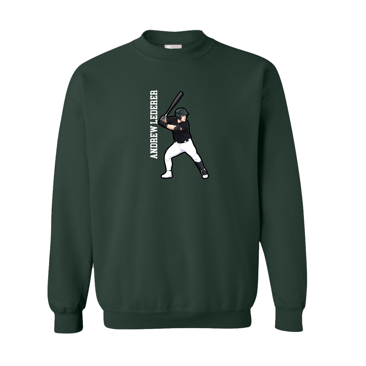 Fleece Crew — Name Vertical in Green