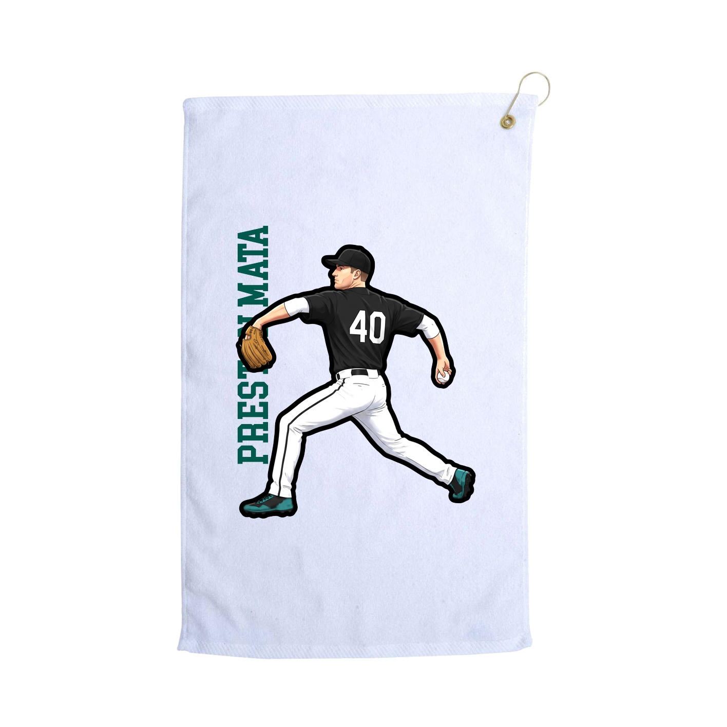 Golf Towel — Name Vertical in White
