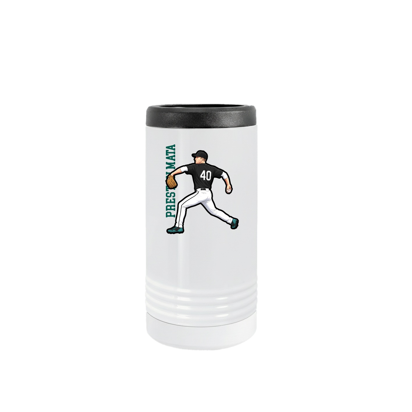 Slim Beverage Holder — Name Vertical in White