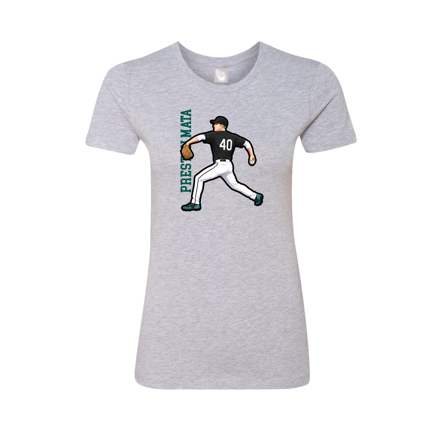 Fitted Women's Tee — Name Vertical in Grey