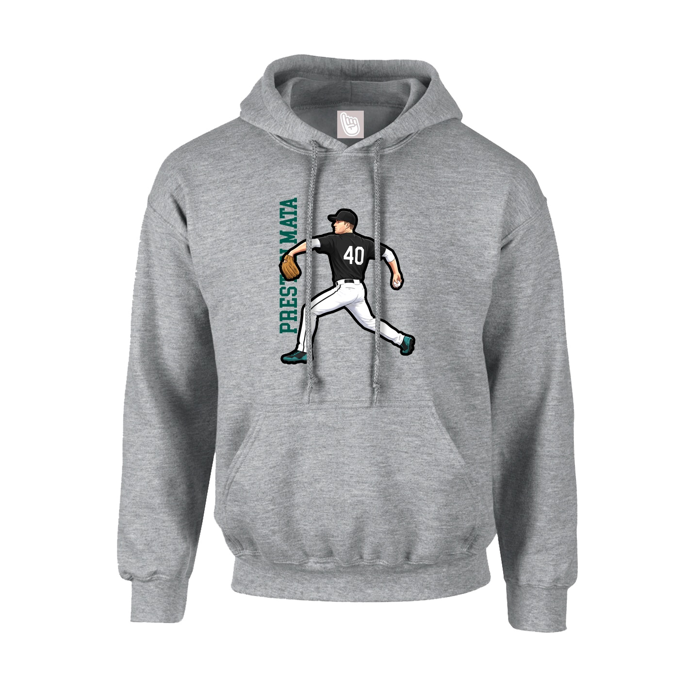 Hoodie — Name Vertical in Grey