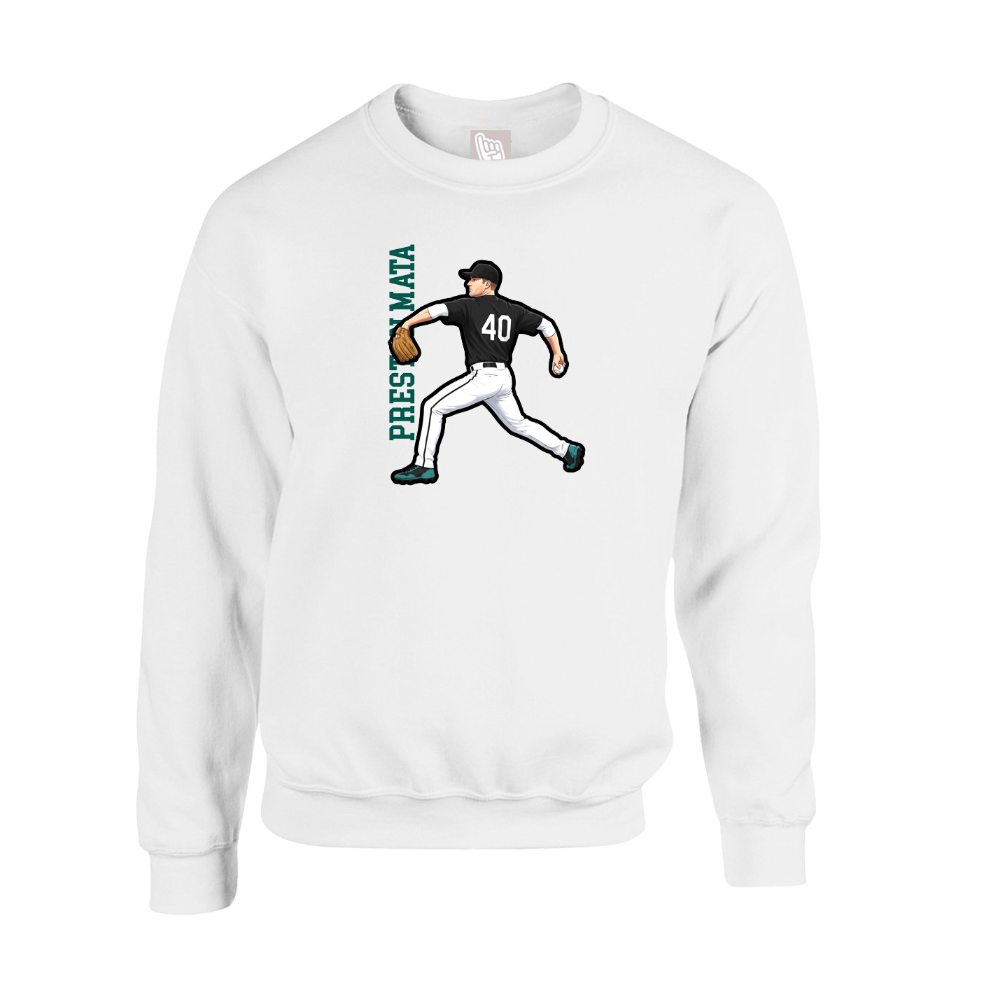 Fleece Crew — Name Vertical in White
