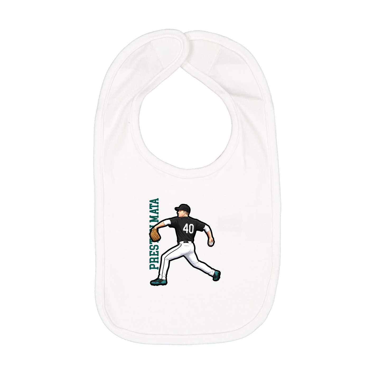 Infant Bib — Name Vertical in White