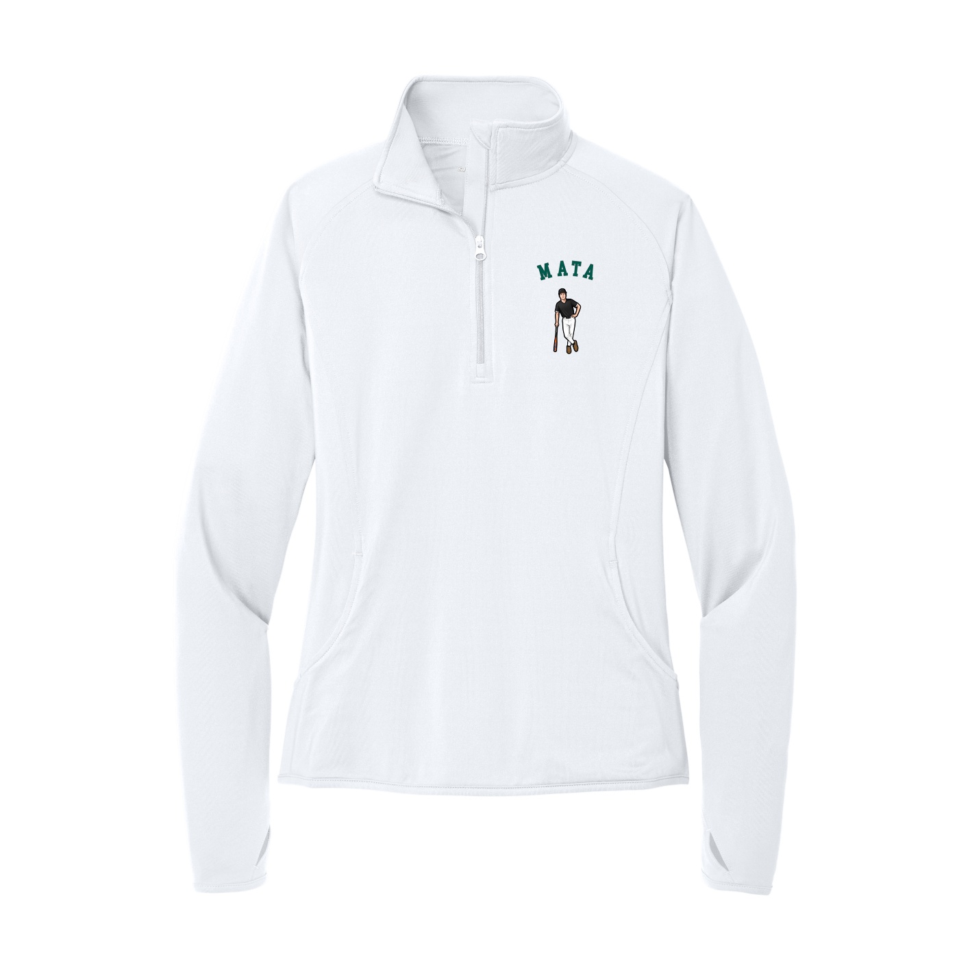 Women's Q-Zip Pullover — Shirsey Arch in White