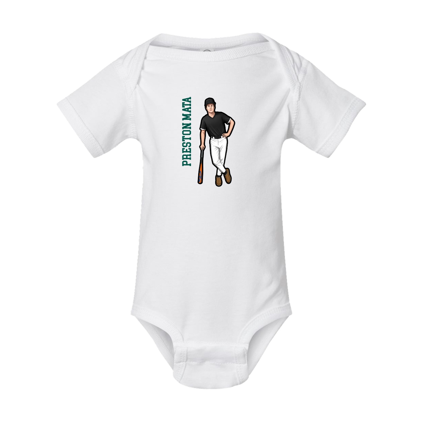 Baby Onesie — Name Vertical in White