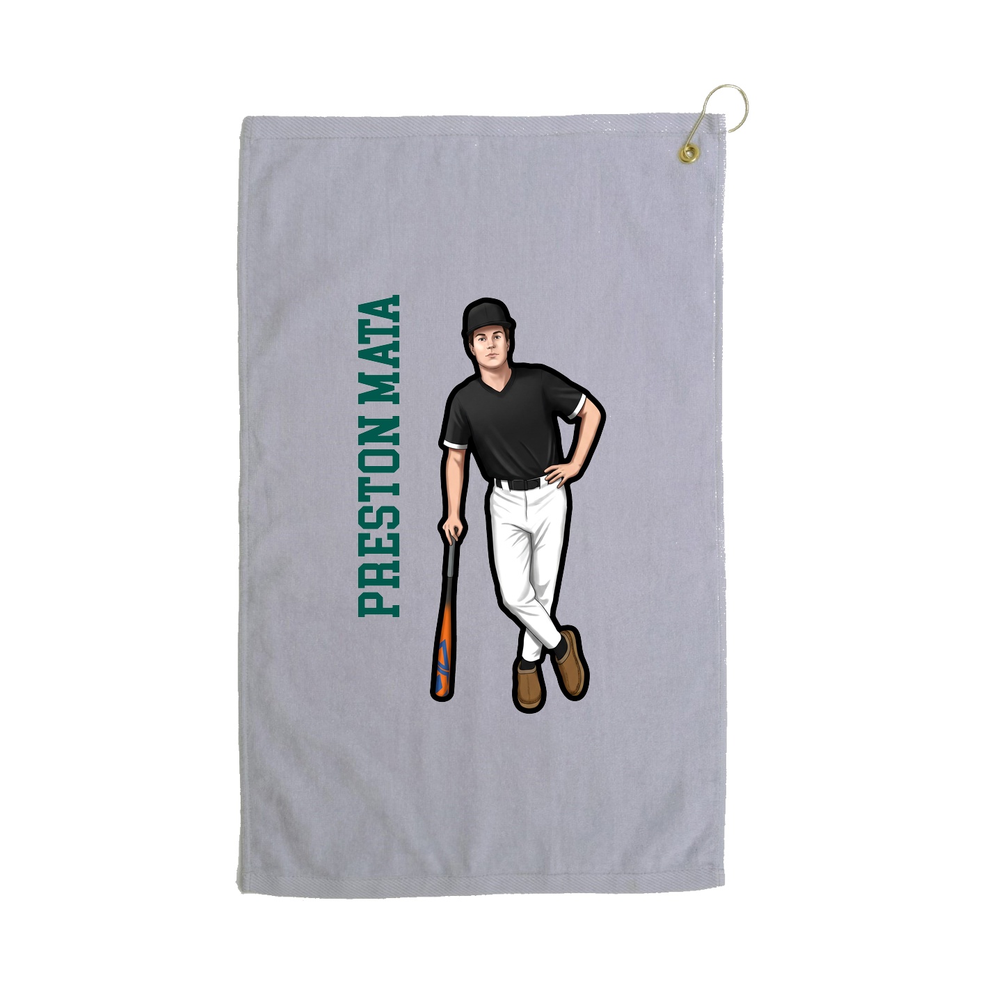 Golf Towel — Name Vertical in Grey