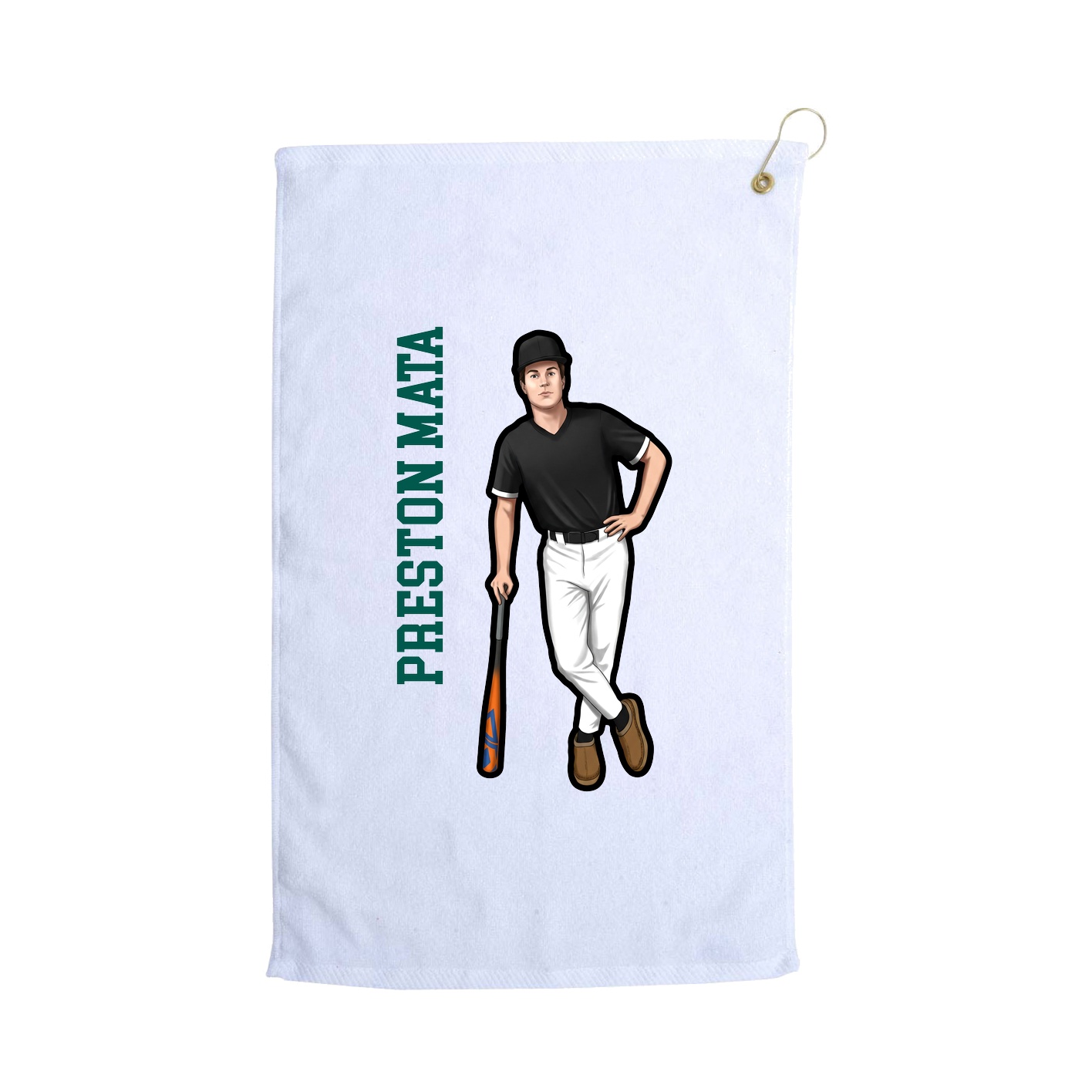 Golf Towel — Name Vertical in White