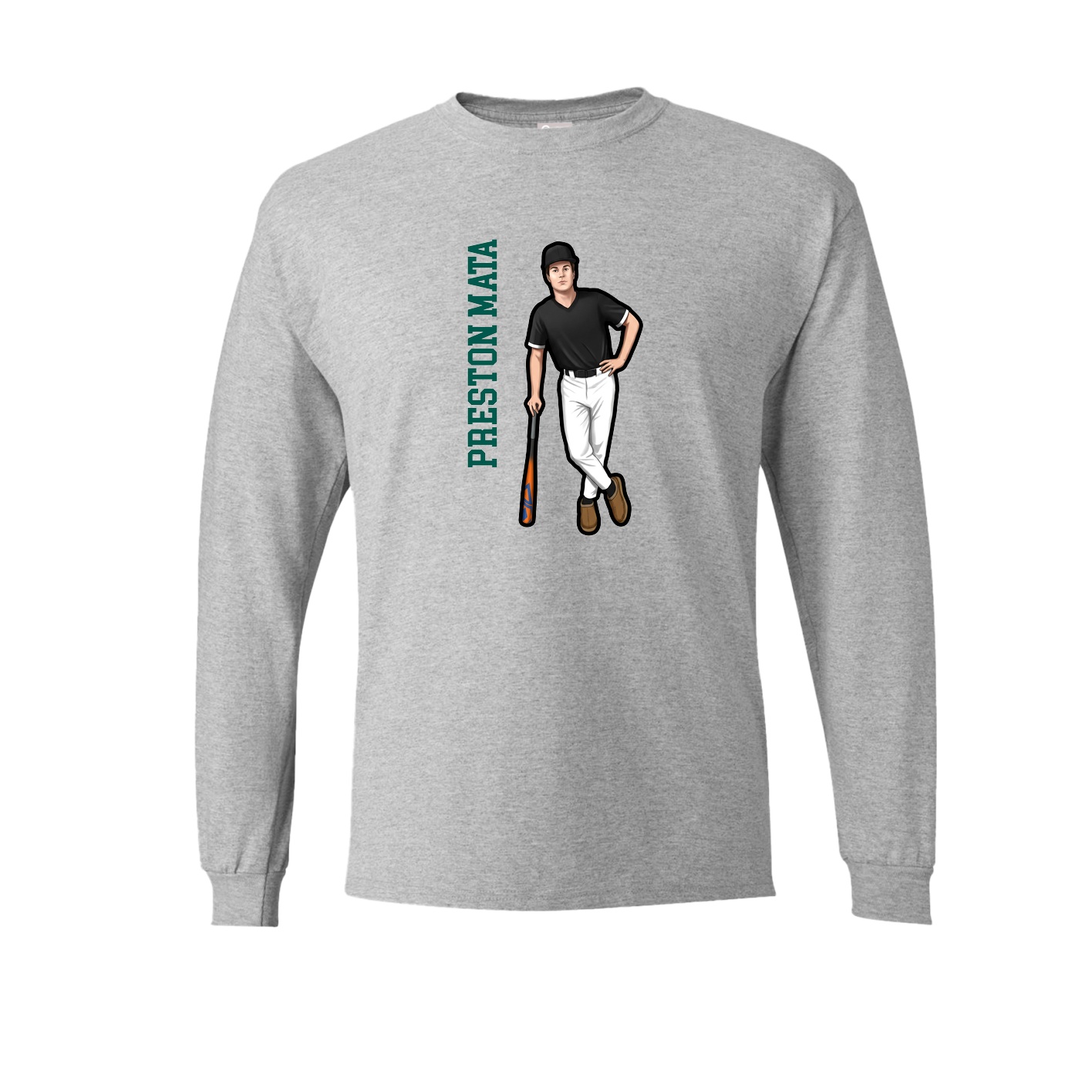 Long Sleeve Tee — Name Vertical in Grey