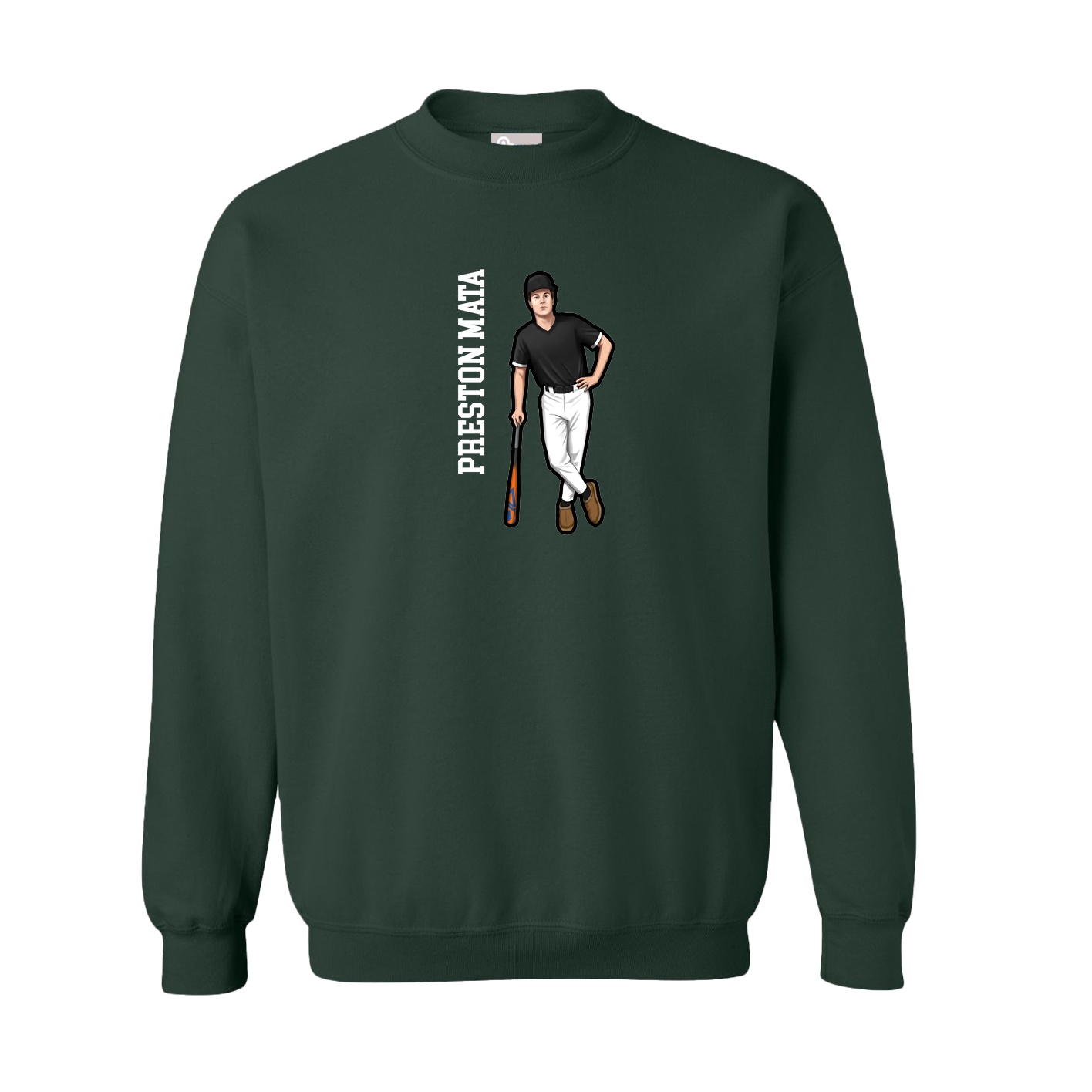 Fleece Crew — Name Vertical in Green