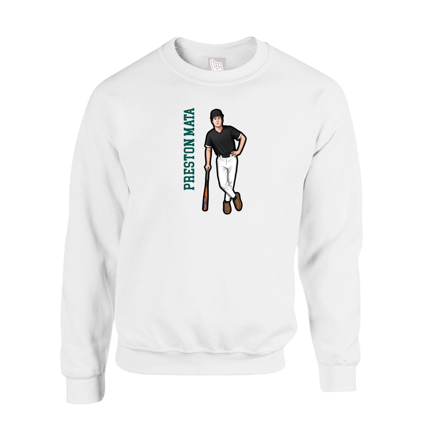 Fleece Crew — Name Vertical in White