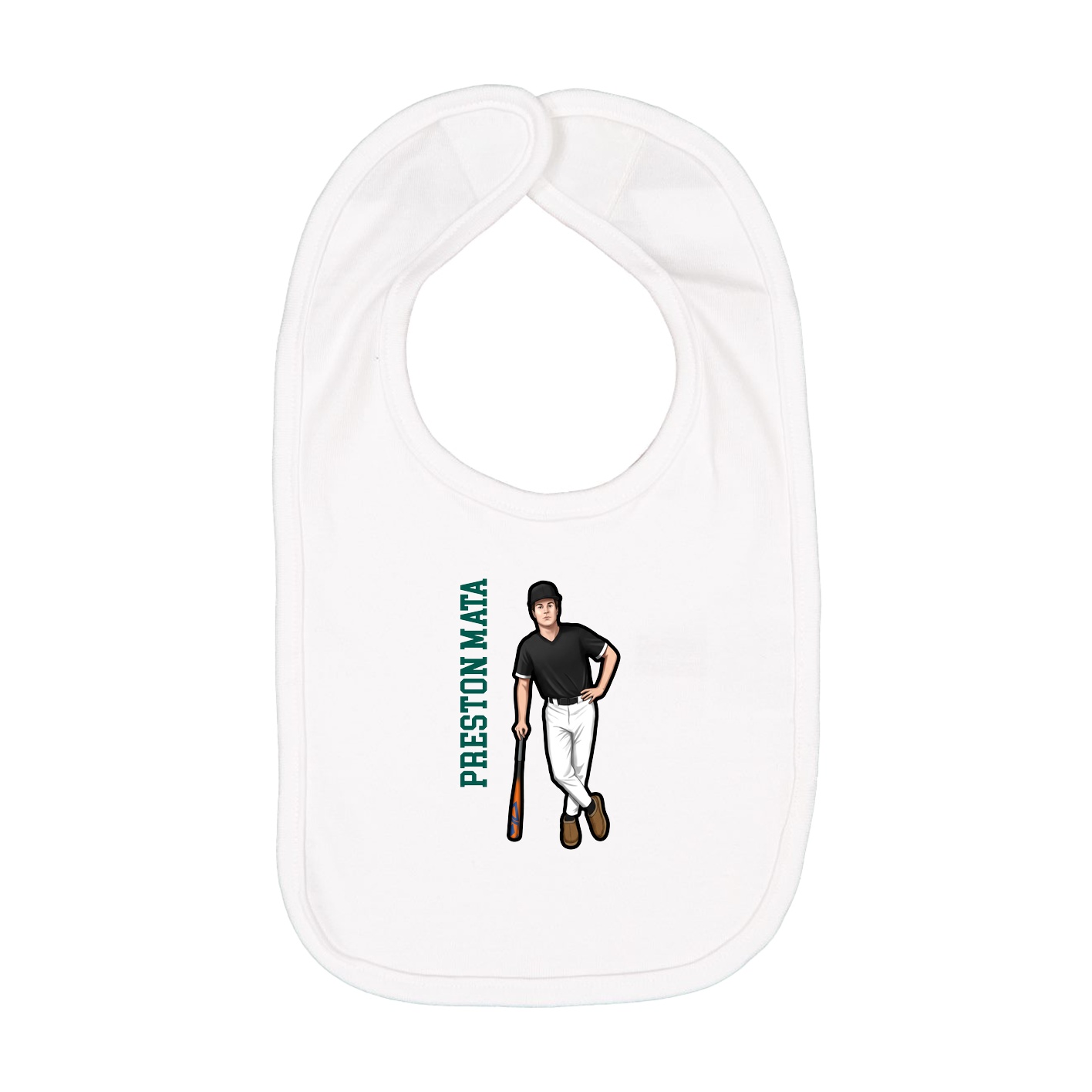 Infant Bib — Name Vertical in White