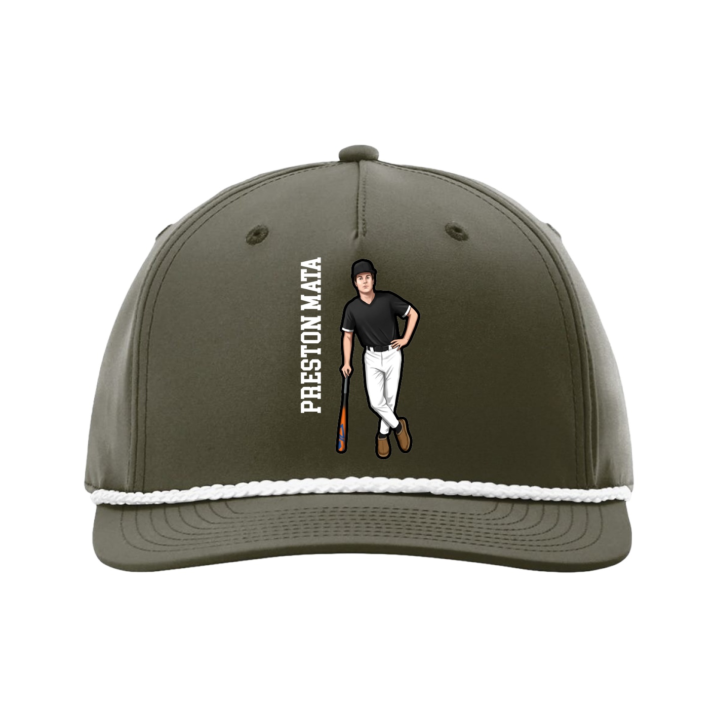 Five-Panel Classic Rope Cap — Name Vertical in Green