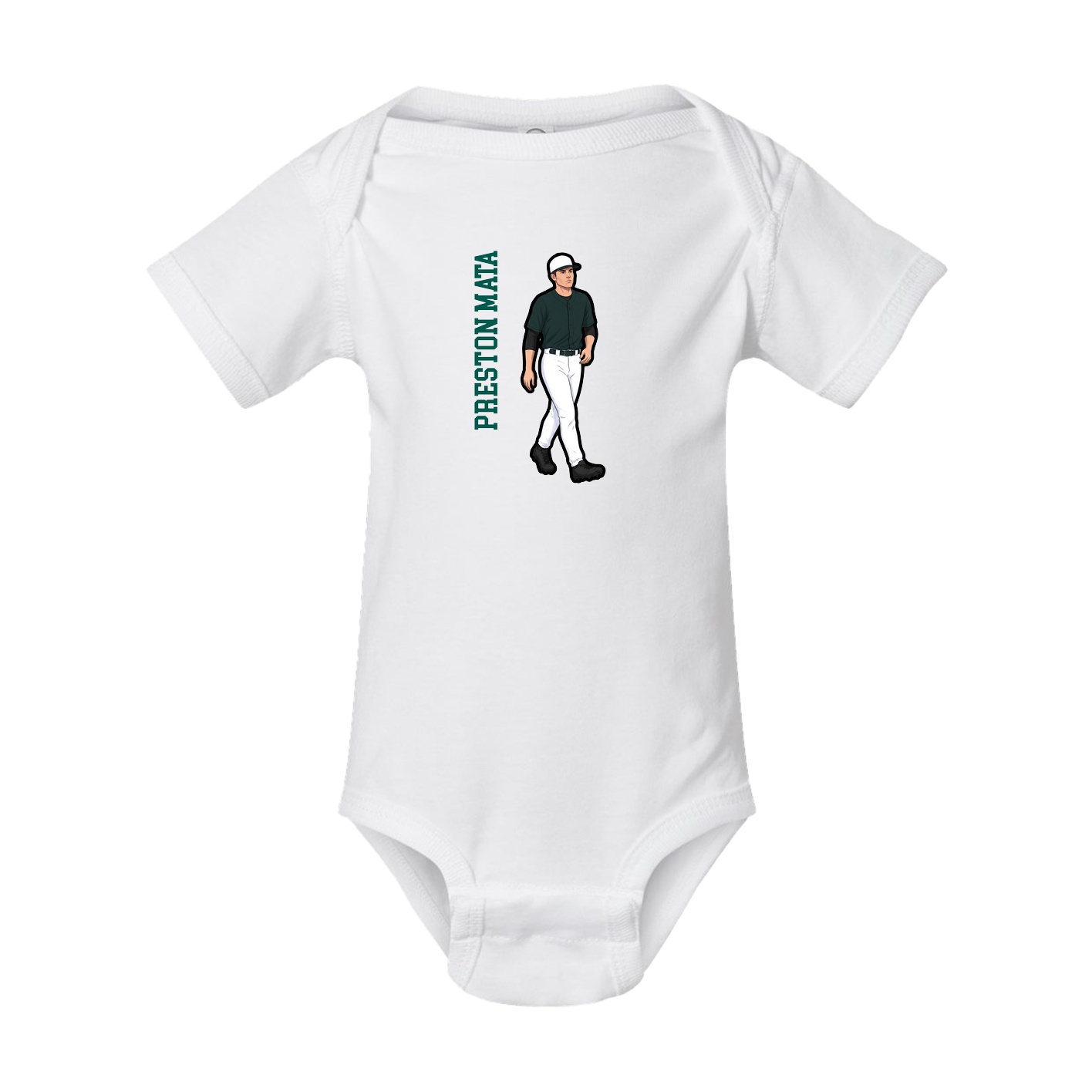 Baby Onesie — Name Vertical in White