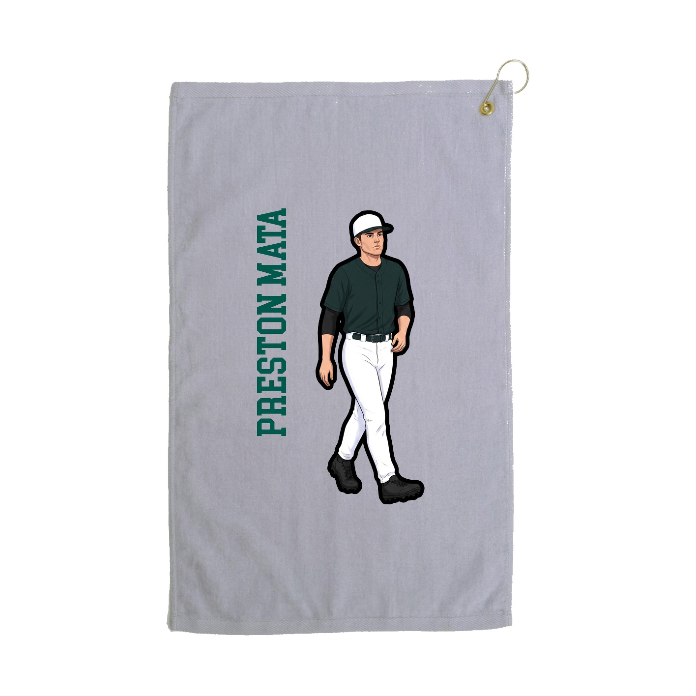 Golf Towel — Name Vertical in Grey
