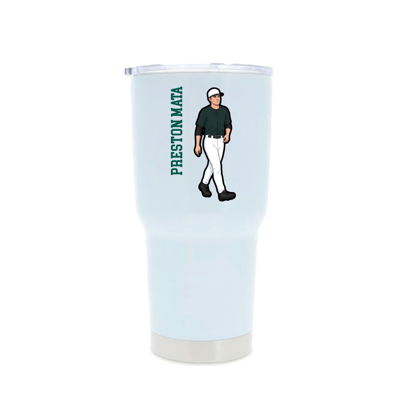 30oz Stainless Steel Tumbler — Name Vertical in White