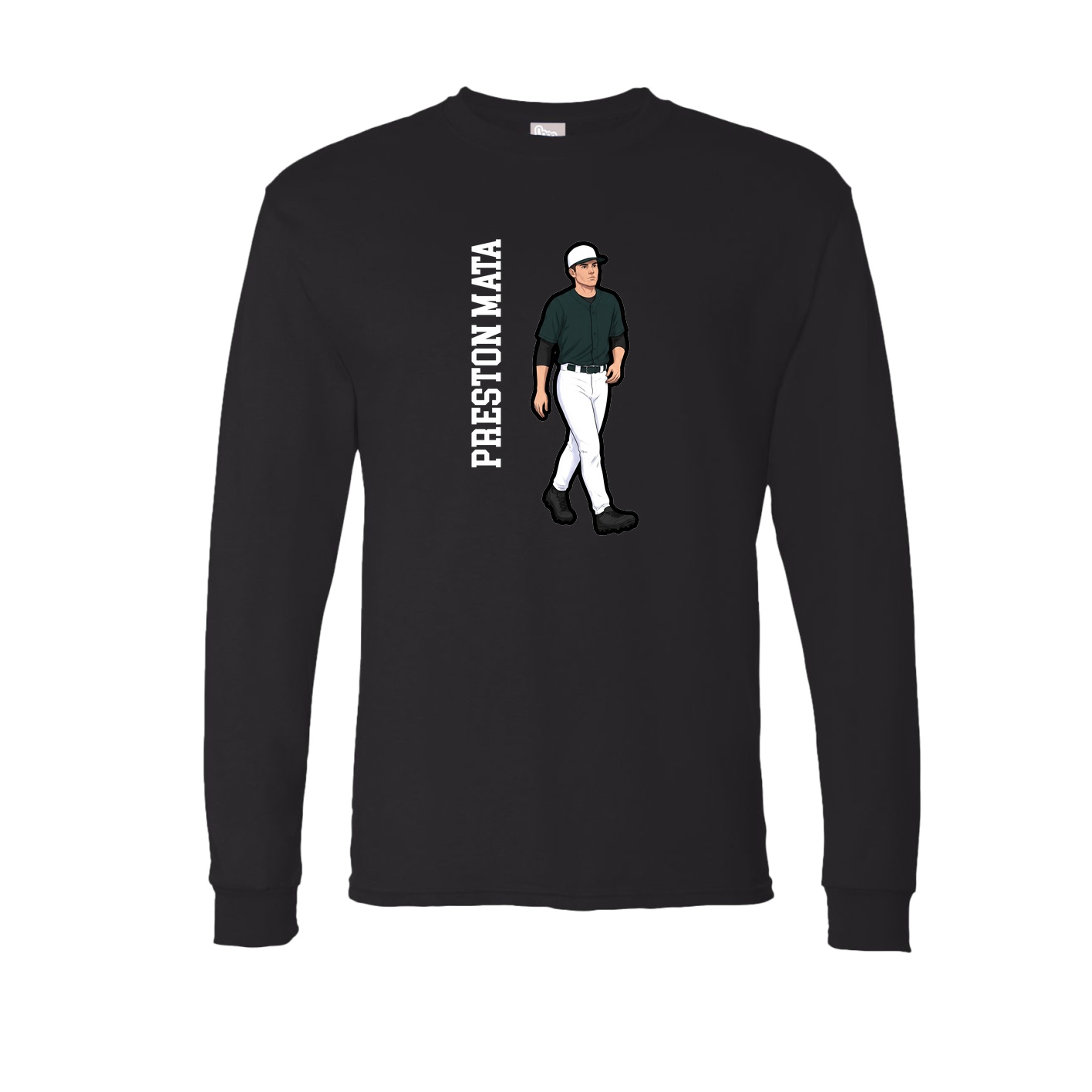 Long Sleeve Tee — Name Vertical in Black