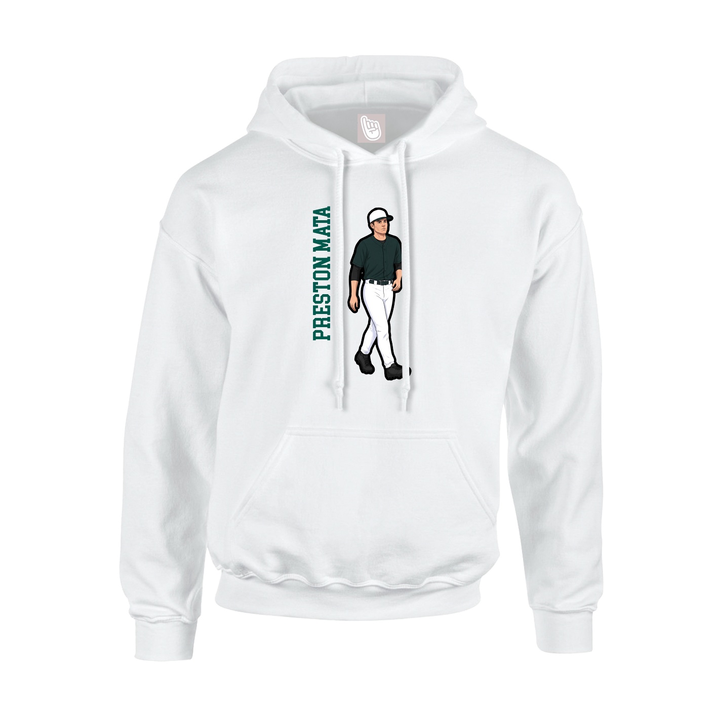 Youth Hoodie — Name Vertical in White