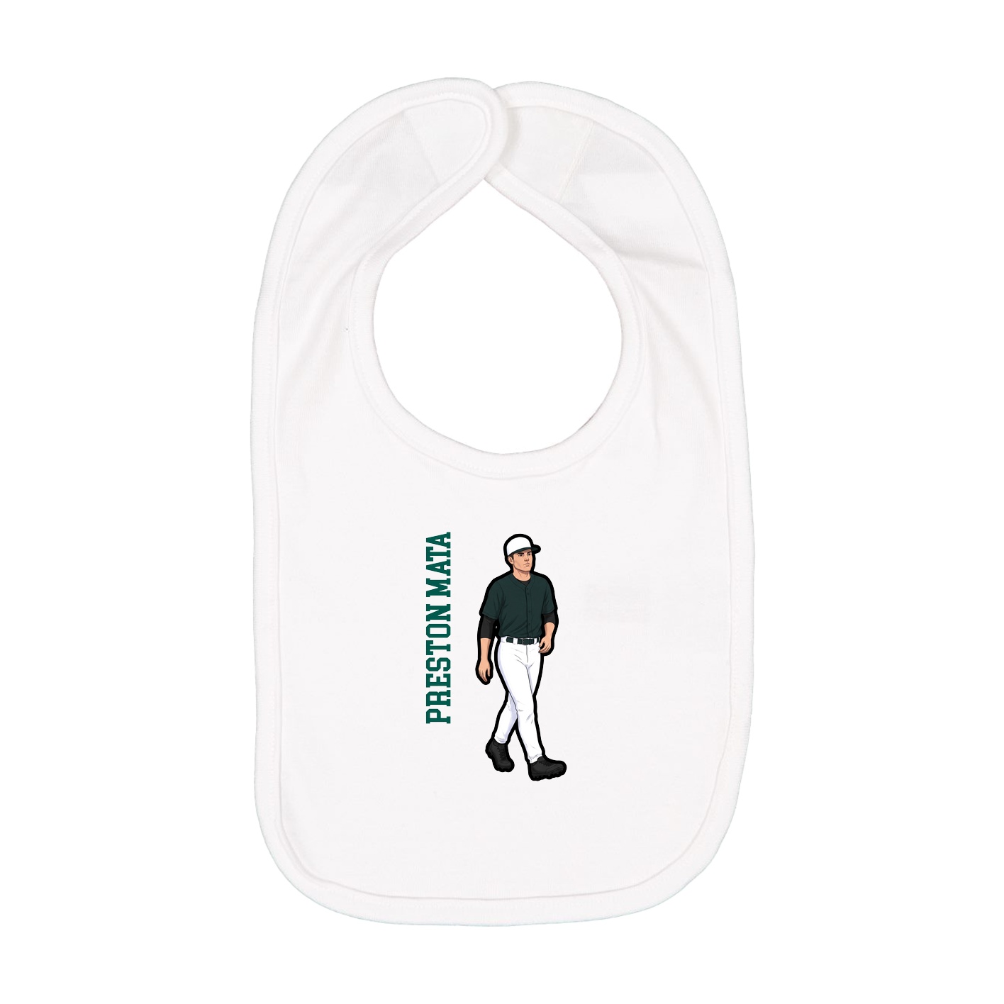 Infant Bib — Name Vertical in White