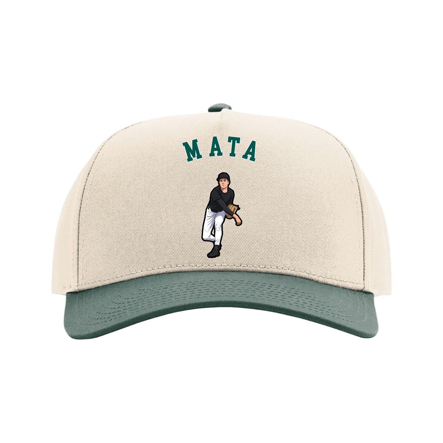Full Fabric Five-Panel Champ Cap — Shirsey Arch in Cream/Green