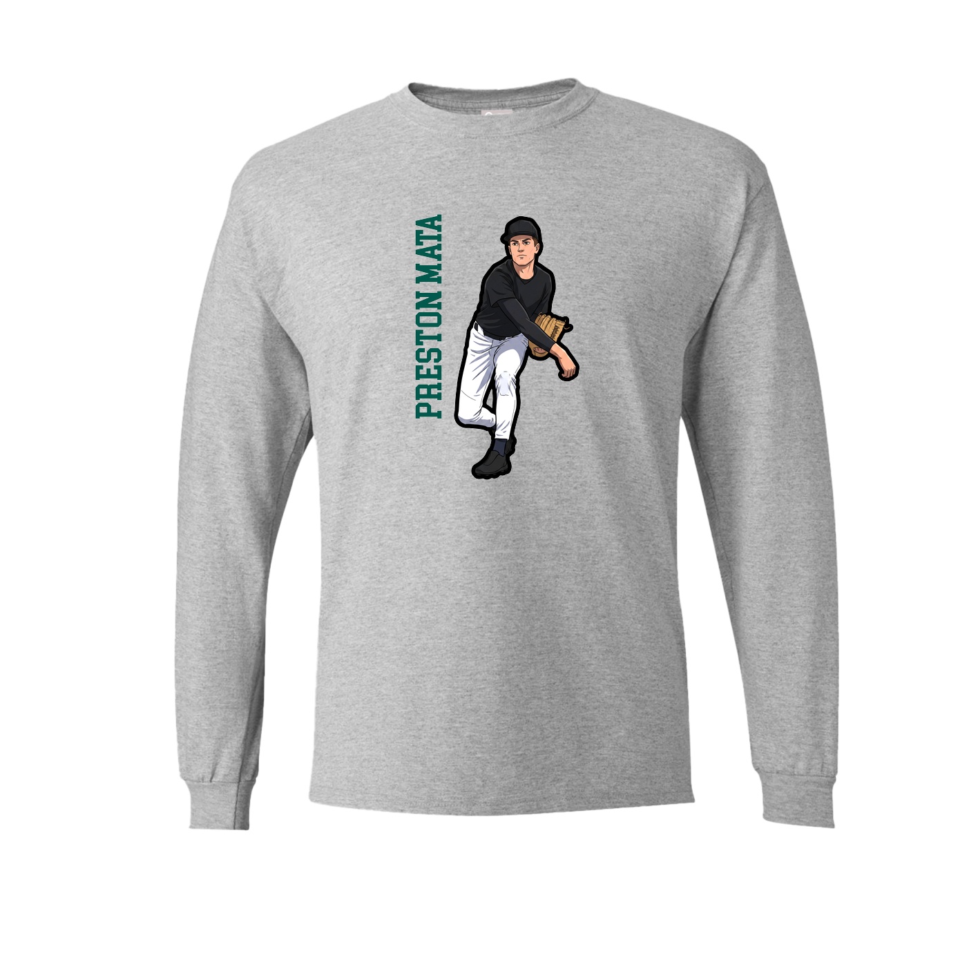 Long Sleeve Tee — Name Vertical in Grey