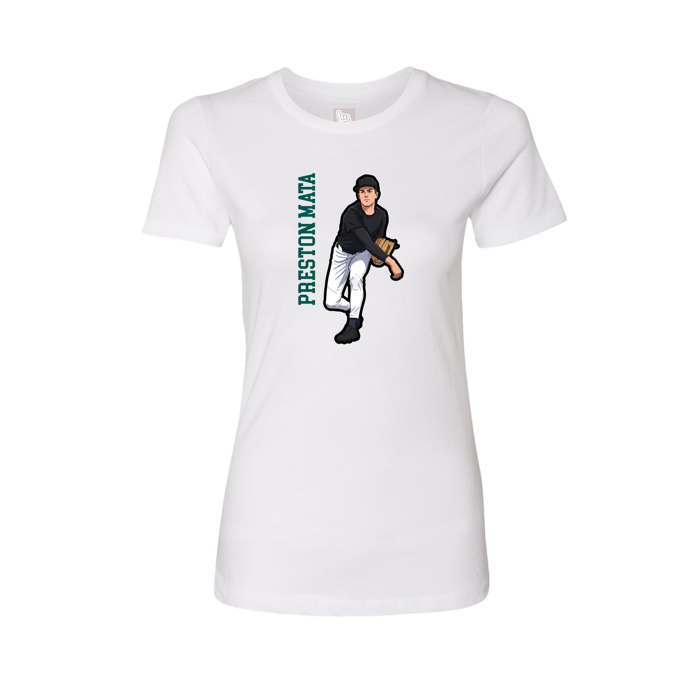 Womens Tee — Name Vertical in White