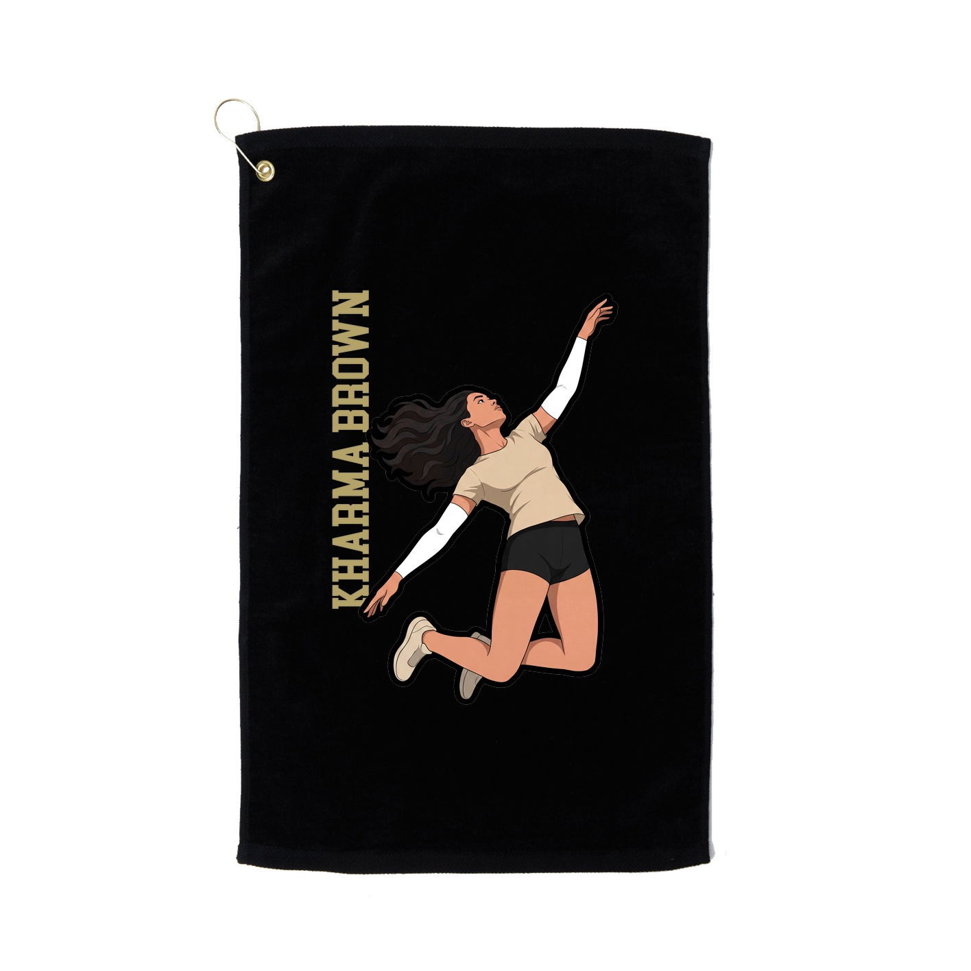 Golf Towel — Name Vertical in Black
