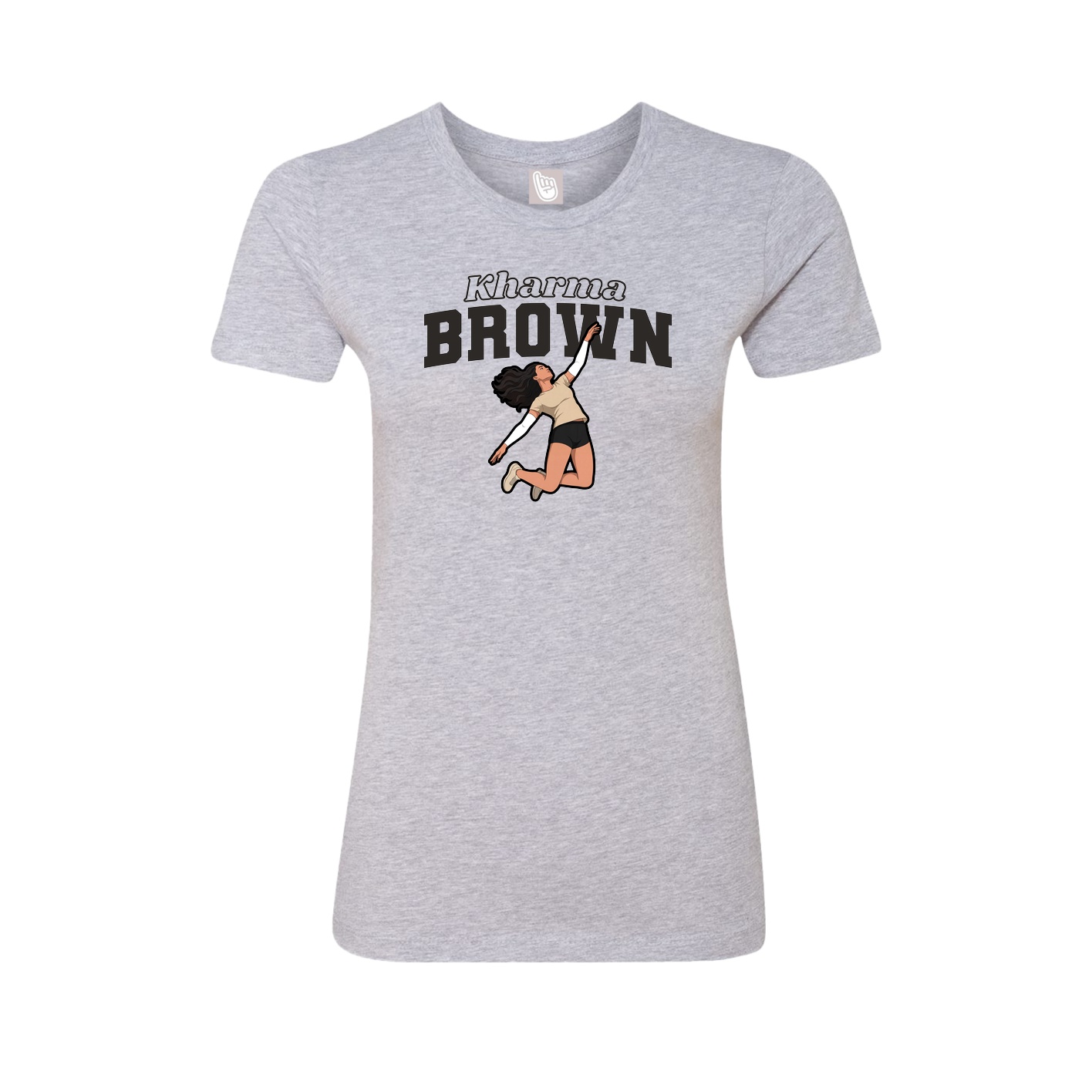 Fitted Women's Tee — Name Arch in Grey