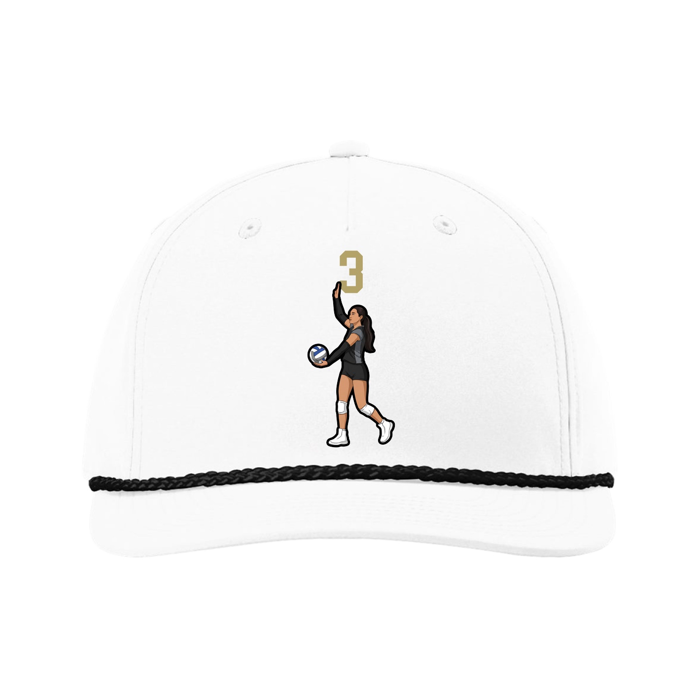 Five-Panel Classic Rope Cap — Number Top in White