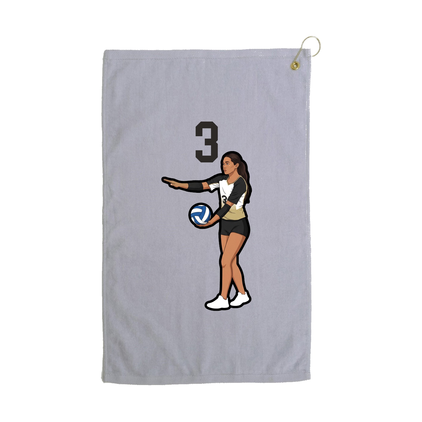 Golf Towel — Number Top in Grey