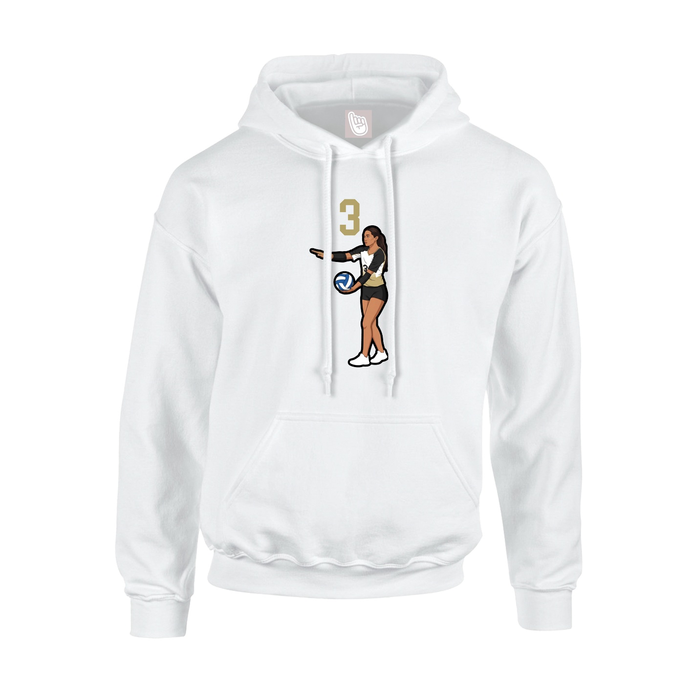 Youth Hoodie — Number Top in White