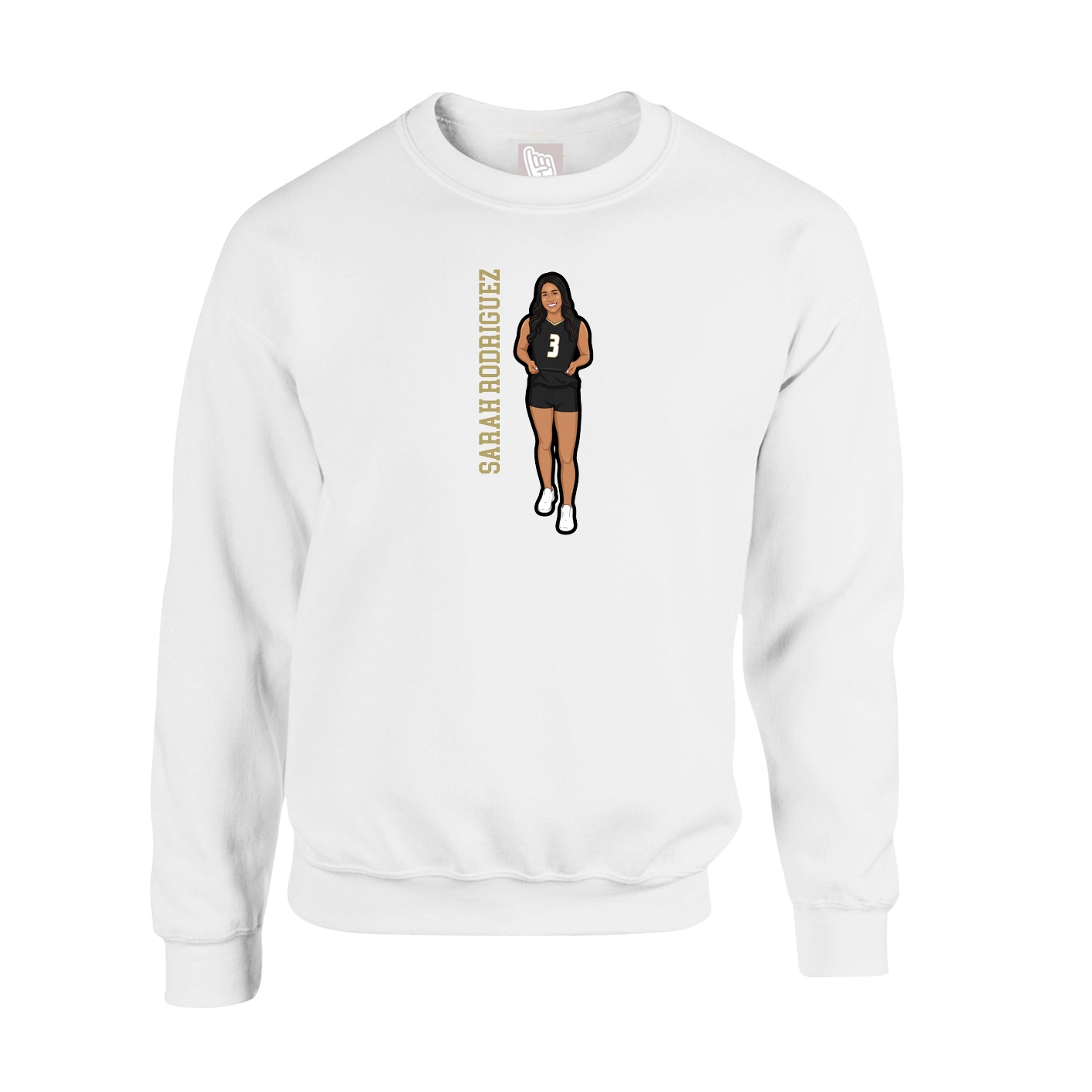 Fleece Crew — Name Vertical in White