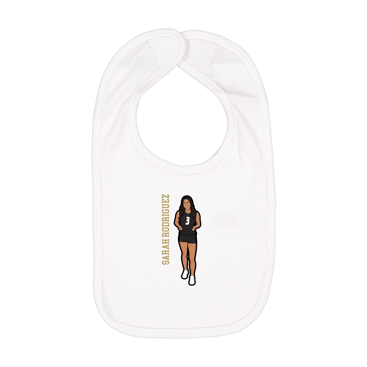 Infant Bib — Name Vertical in White