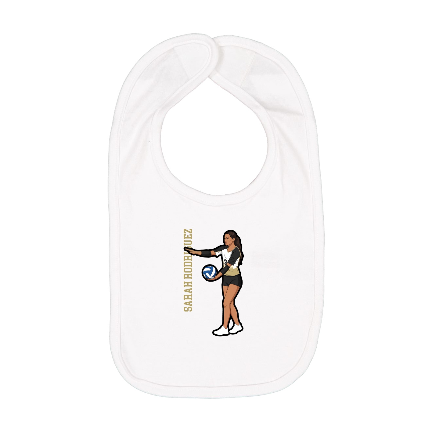 Infant Bib — Name Vertical in White