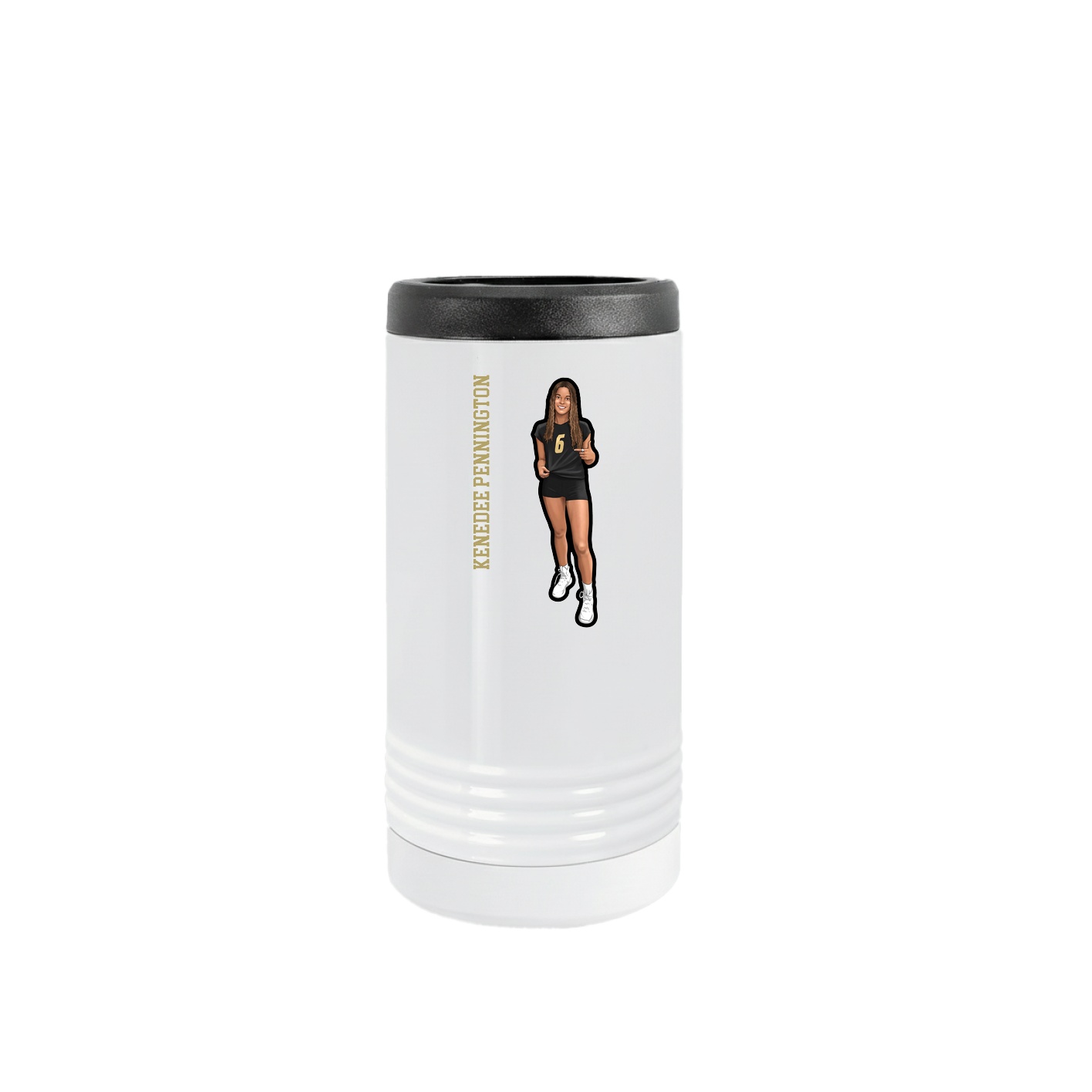 Slim Beverage Holder — Name Vertical in White