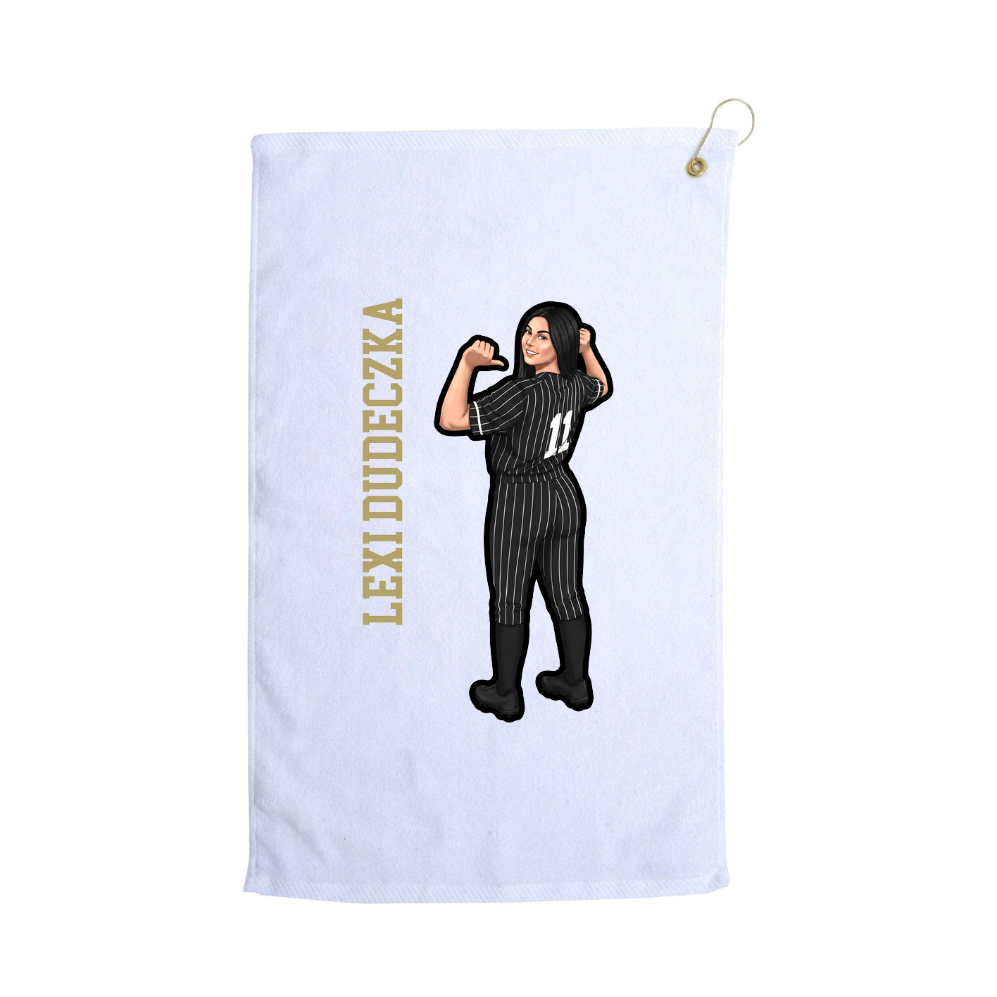 Golf Towel — Name Vertical in White