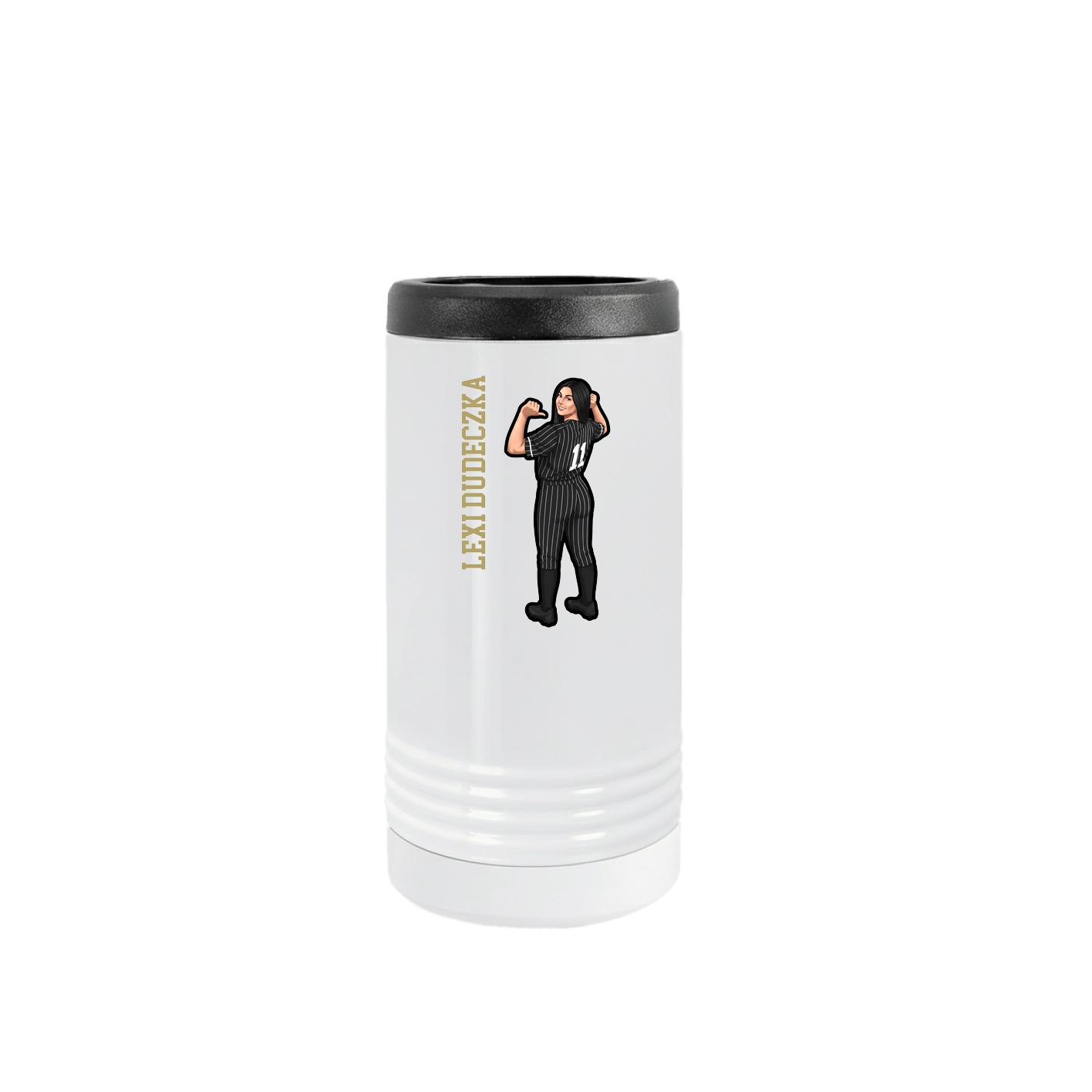 Slim Beverage Holder — Name Vertical in White