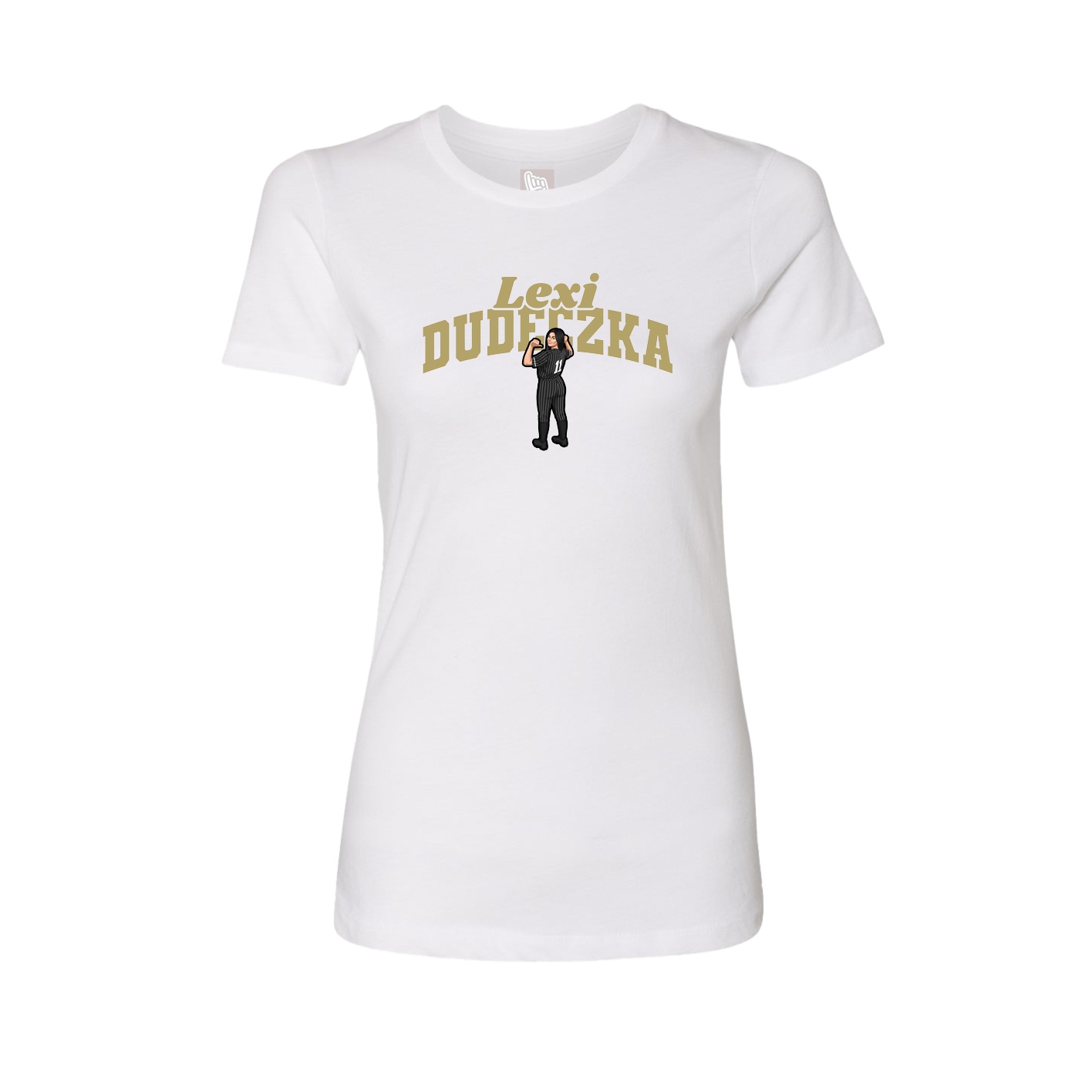 Fitted Women's Tee — Signature Arch in White