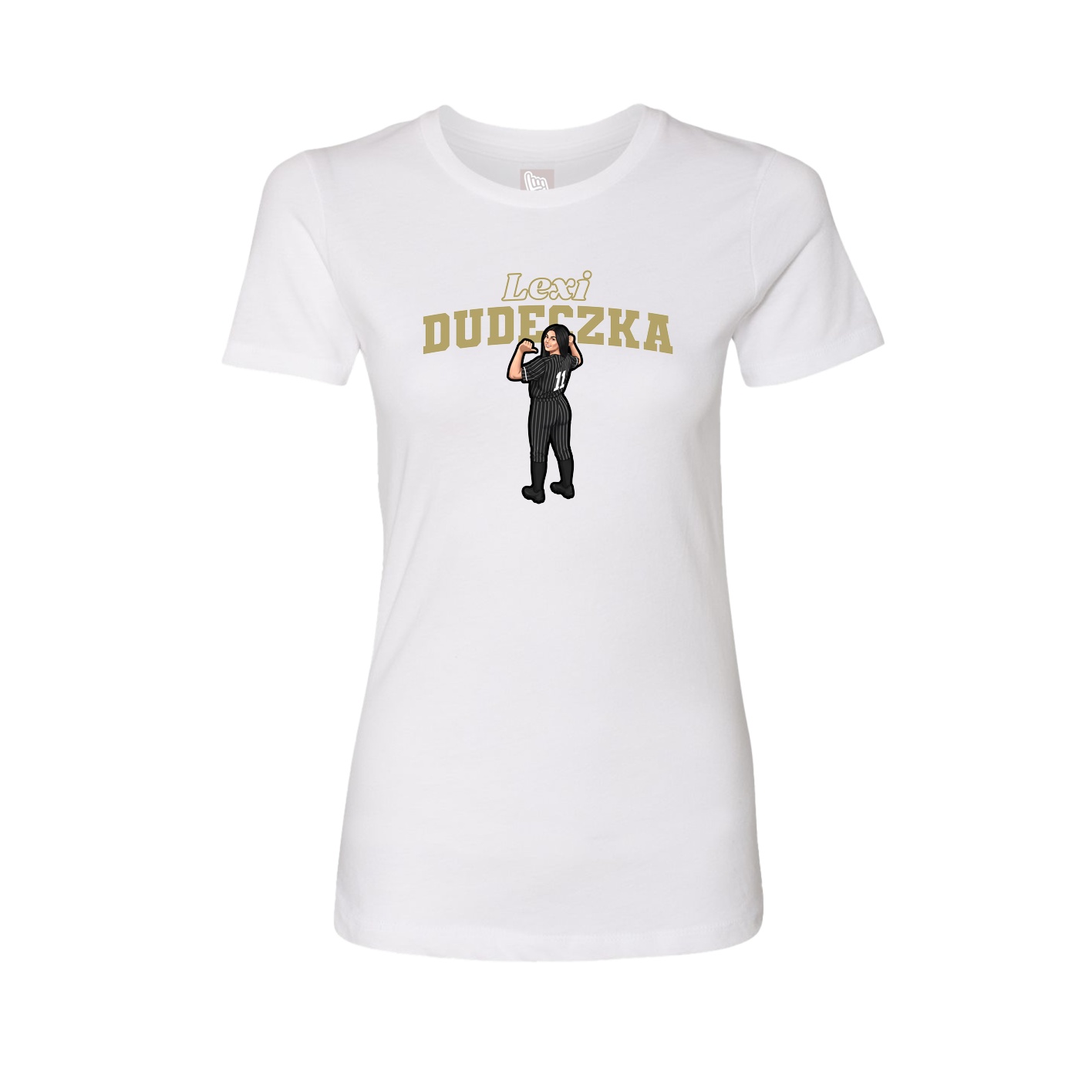 Fitted Women's Tee — Name Arch in White
